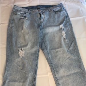 Lane Bryant girlfriend distressed crop jeans